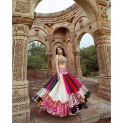 Navratri ghaghra choli in muslin cotton with full mirror work